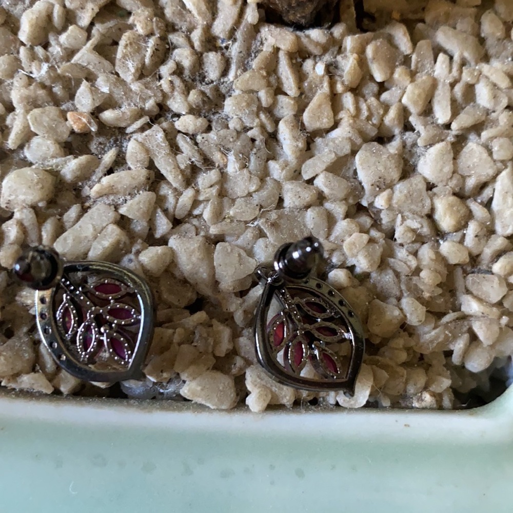 Vintages sterling opal amethyst leaf earring - Picture 3 of 4